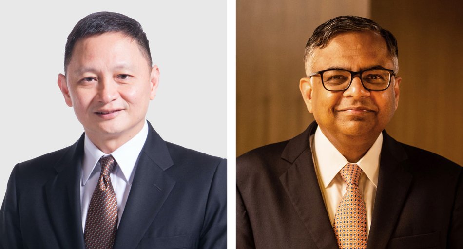 Singapore Airlines-CEO Goh Choon Phong und Tata-Chairman Natarajan Chandrasekaran 