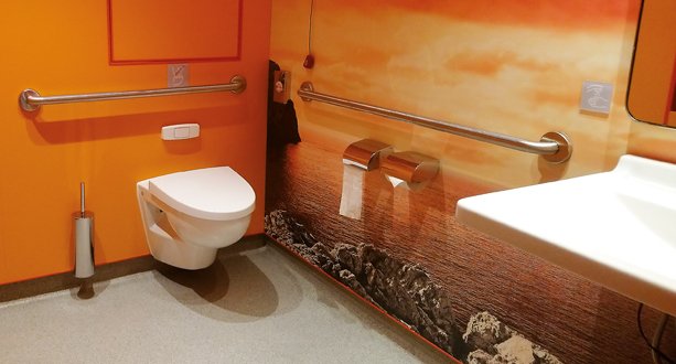 Barrierefreie, öffentliche Toilette