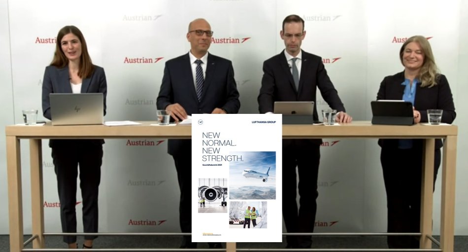 Bei der von Austrian Airlines organisierten Online-Pressekonferenz hatte die neue CEO Anette Mann (r.) ihren ersten Auftritt. Moderiert wurde die Veranstaltung von der Sophie Matkovits (l.). Bei der Präsentation der Jahresergebnisse ließ Anette Mann aber 