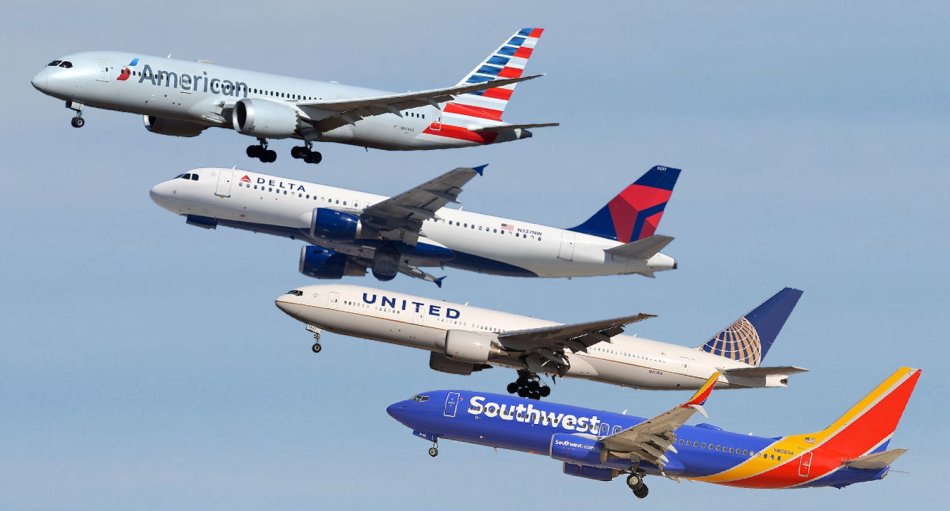 Delta Air, United Airlines, American Airlines Group und Southwest Airlines