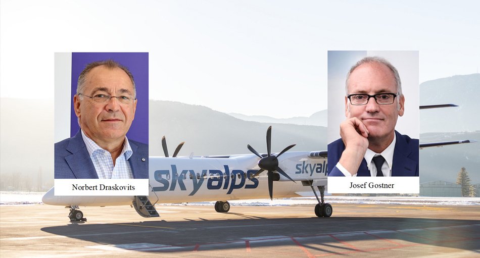 Norbert Draskovits und Josef Gostner begrüßen die neue Skyalps Verbindung.