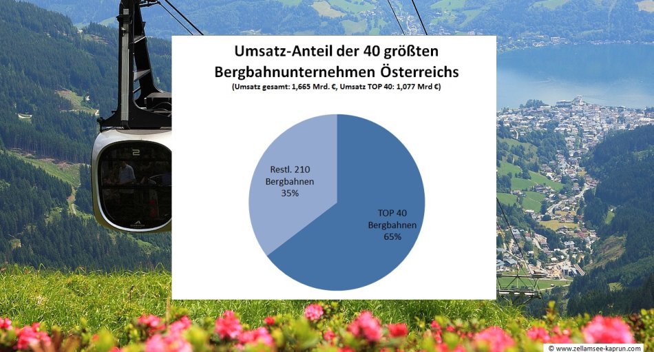 Umsatz-Anteil der 40 größten Bergbahnunternehmen Österreichs