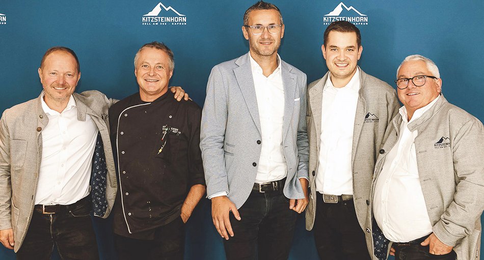 Gastronomieleiter Christian Haas, Küchenleiter Werner Köhler, Vorstandsdirektor Thomas Maierhofer, F&B Leiter Benjamin Neumayr und stv. Gastronomieleiter Fritz Hüttner